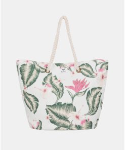 Krémová květovaná plážová taška Roxy Sunseeker