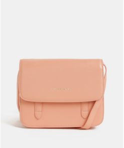 Růžová kožená crossbody kabelka Smith & Canova Cacey