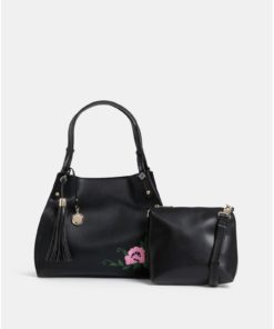Černá kabelka s výšivkou 2v1 Bessie London