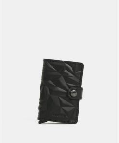 Černá kožená vzorovaná peněženka s hliníkovým pouzdrem Secrid