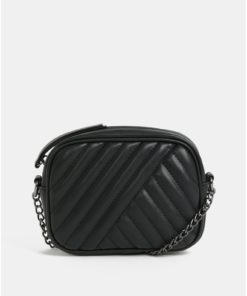 Černá prošívaná crossbody kabelka Pieces Babo