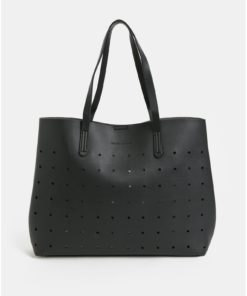 Černý děrovaný shopper s pouzdrem Claudia Canova Lunor