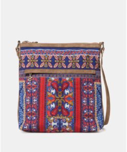 Červeno-modrá vzorovaná crossbody kabelka Desigual Alanis Kaua
