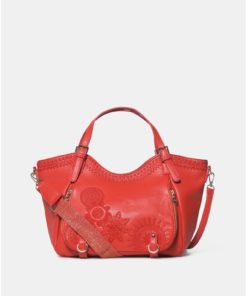 Červená kabelka s výšivkami Desigual Rotterdam