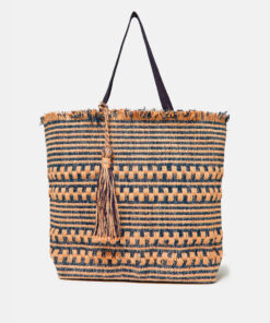 Béžovo-modrá plážová jůtová taška Dorothy Perkins