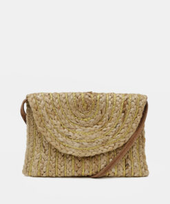 Béžová jutová crossbody kabelka Pieces Mecky