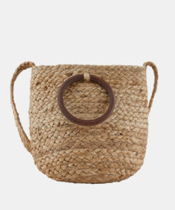 Hnědá jutová kabelka Pieces Nita