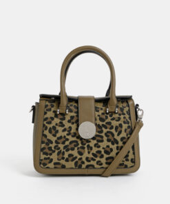 Khaki kabelka s leopardím vzorem Bessie London
