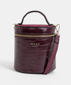 Vínová crossbody kabelka s krokodýlím vzorem Bessie London