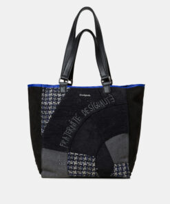 Černý vzorovaný shopper s detaily v semišové úpravě Desigual Liberté