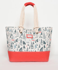 Červeno-krémová vzorovaná plážová taška Brakeburn