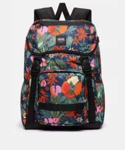 Červeno-modrý květovaný batoh VANS 22 l