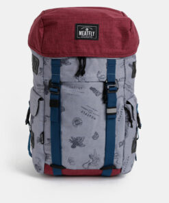 Červeno-šedý vzorovaný batoh Meatfly Scintilla 30 l