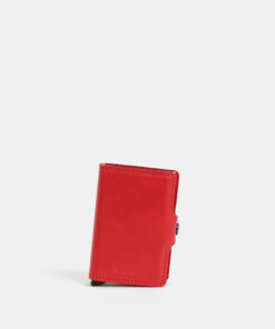 Červená kožená peněženka s hliníkovými pouzdry Secrid Twinwallet