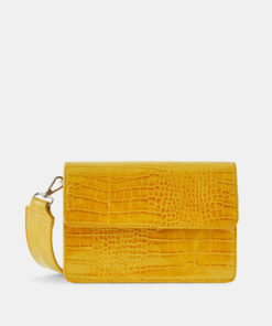 Žlutá crossbody kabelka s krokodýlím vzorem Pieces Jally