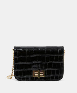Černá crossbody kabelka s hadím vzorem Pieces