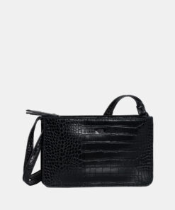 Černá crossbody kabelka s krokodýlím vzorem Tom Tailor