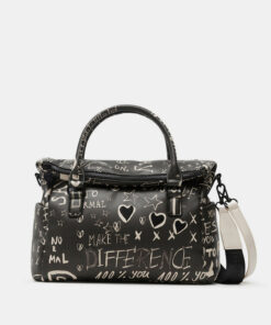Desigual černá kabelka Bols Hansmade Loverty