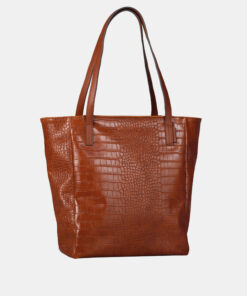 Hnědý shopper s krokodýlím vzorem Tom Tailor Denim